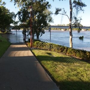 Submerged riverside walkway. Rockhampton, Australia.