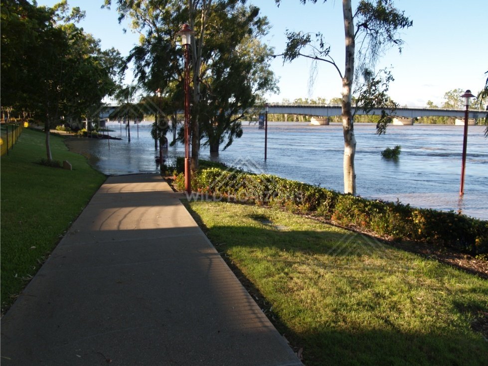 Submerged riverside walkway. Rockhampton, Australia.