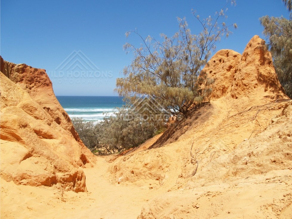 View to ocean from Coloured Sands. Rainbow Beach, Australia.