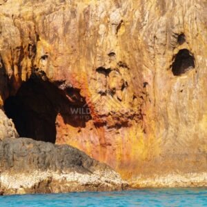 Close detail of ochre cliff face and sea cave. Cape York, Queensland, Australia.