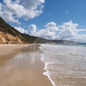 Daytime Rainbow Beach coastline. Queensland, Australia.