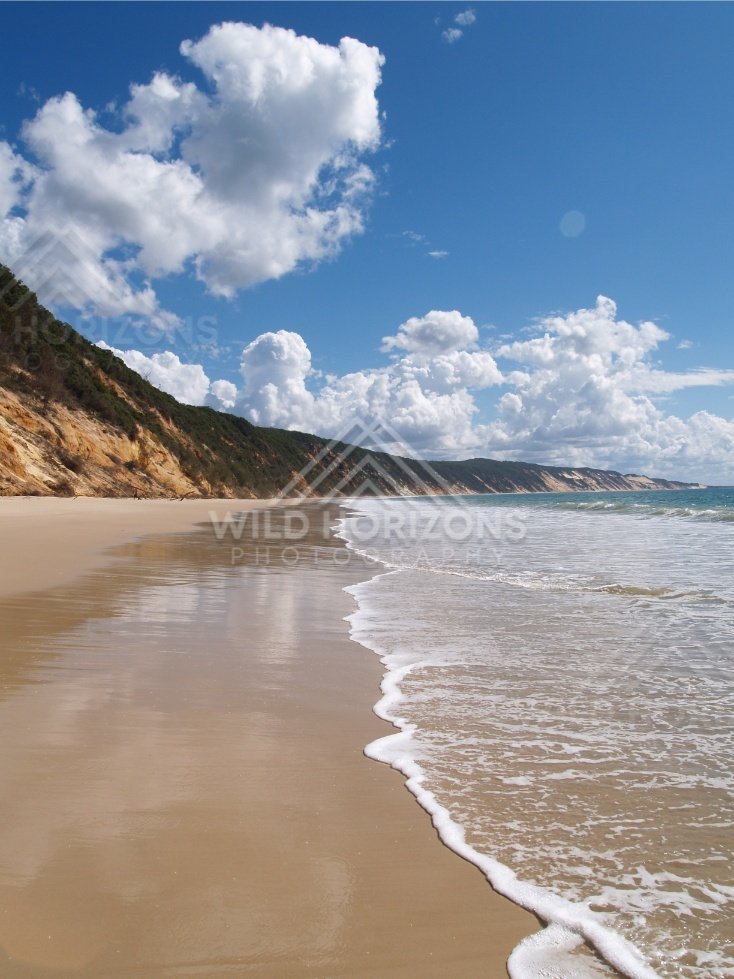 Daytime Rainbow Beach coastline. Queensland, Australia.
