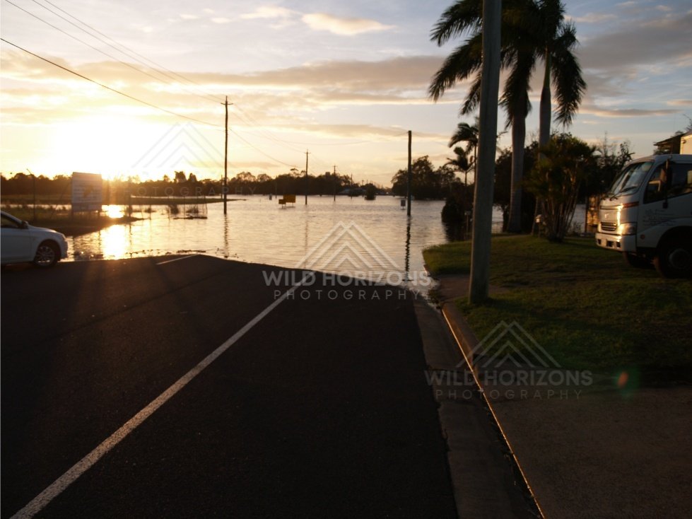Bundaberg street during flood. Bundaberg, Australia.