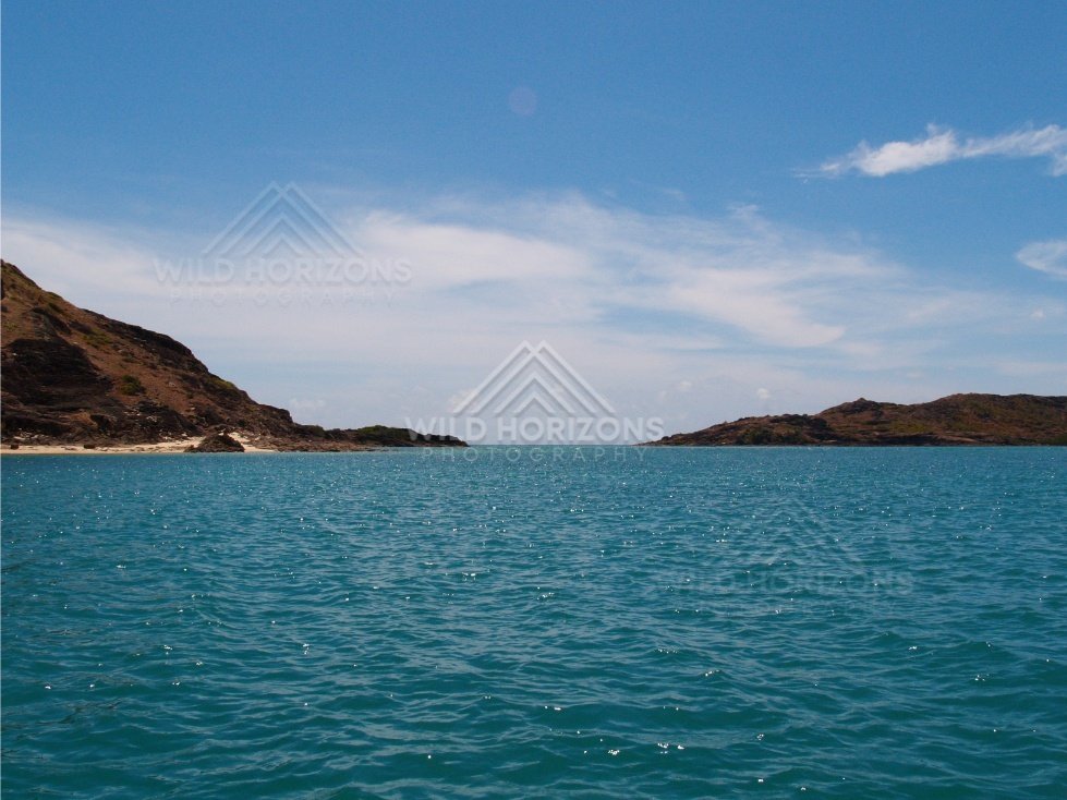 Coastal channel between two rocky islands. Cape York, Queensland, Australia.