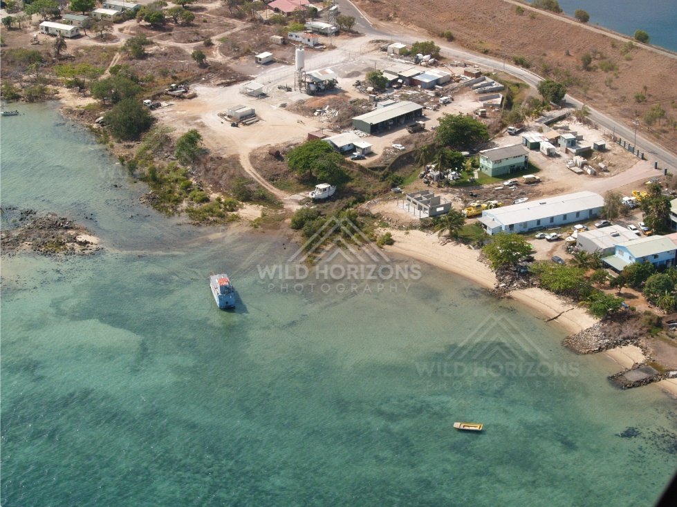 Coastal settlement with boats at anchor. Thursday Island, Queensland, Australia.